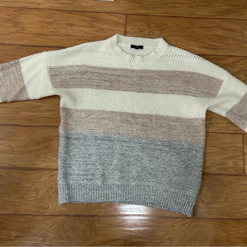 Fate Women’s Crewneck Sweater - Cream, pink, and Gray